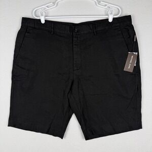 NEW Michael Kors Linen Shorts Mens 40 Black Chino Flat Front Preppy Casual